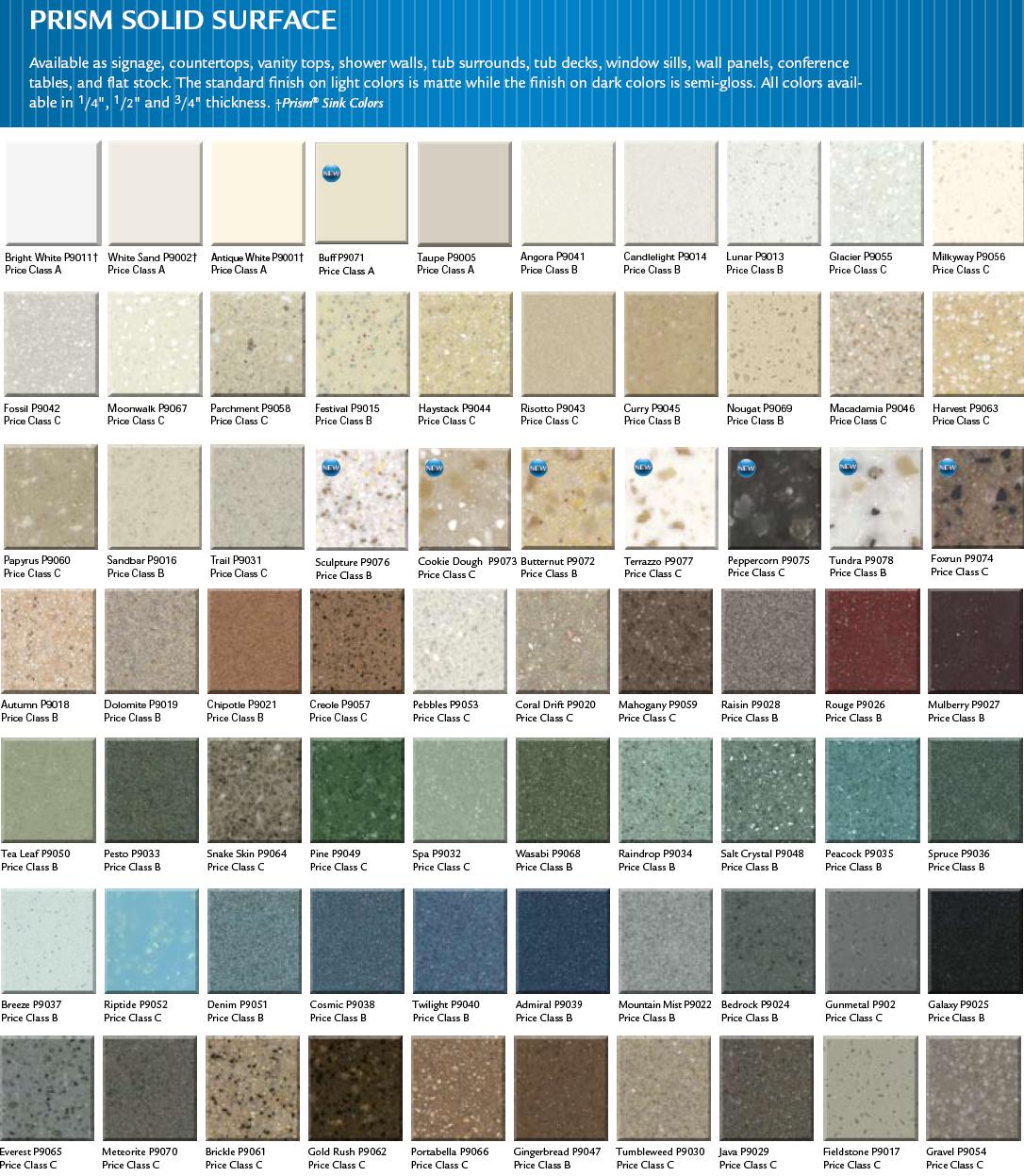 Corian Color Chart